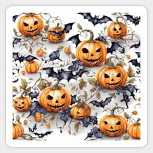 Halloween pumpkins and bats pattern Sticker